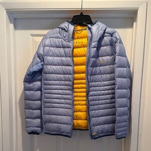 Cotopaxi Lightweight Packable Blue Puffer Jacket with Yellow Lining